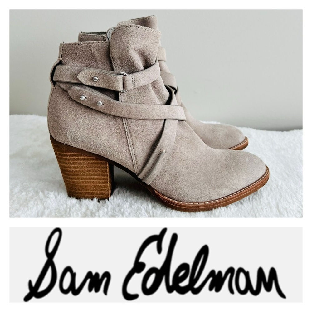 SAM EDELMAN Gray Suede Genuine Leather Merton Boots Size 7